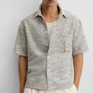 New Men's Contrast Texture OverShirt M